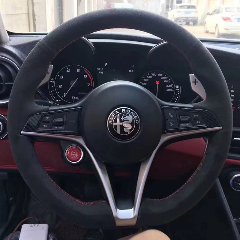 For Alfa Romeo Giulia Stelvio  - Car Steering Wheel Cover Anti Slip Breathable 评论和价格