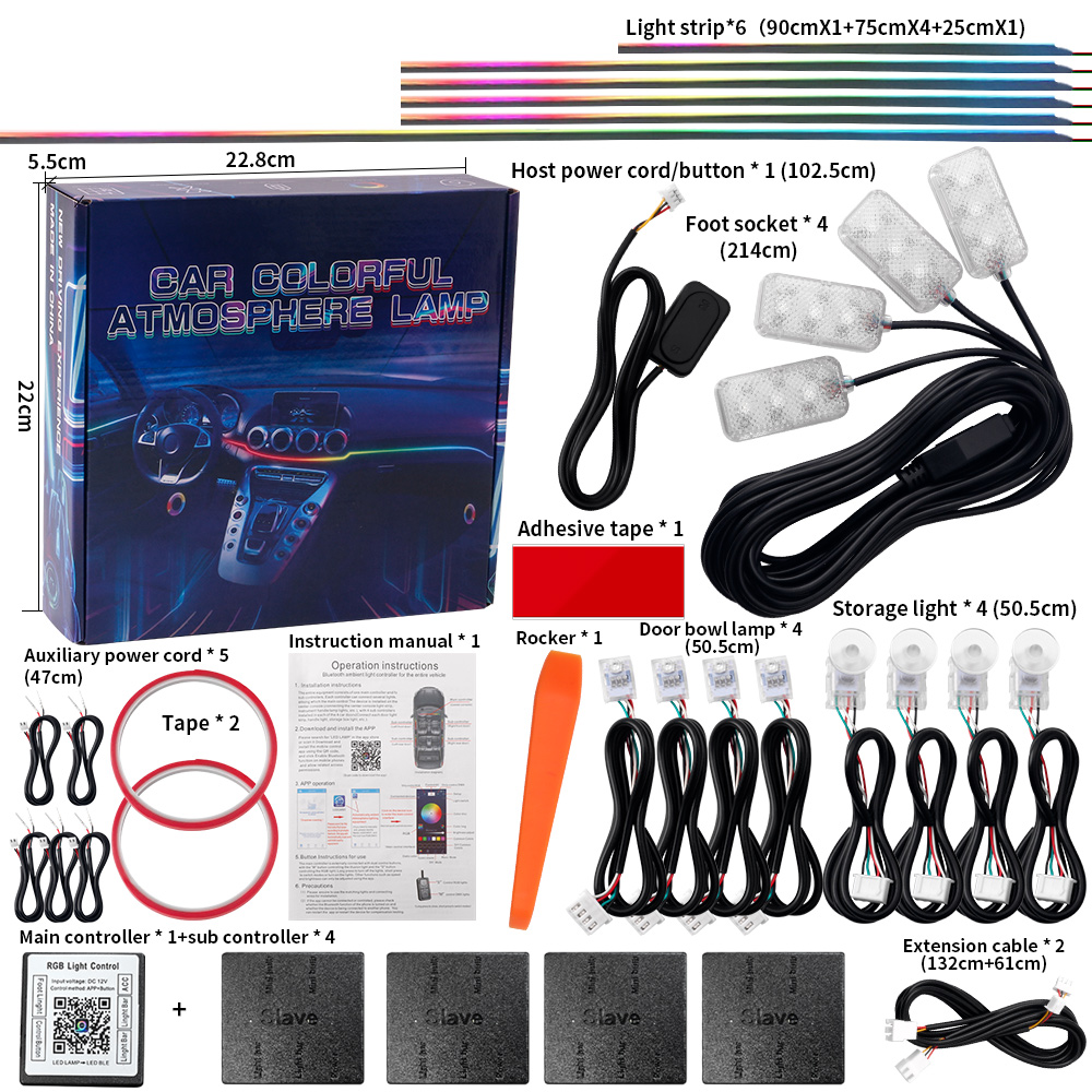 6/10/14/18/22 in 1 Car Ambient - Led Ambient Interior Car Lights App Control 评论和价格